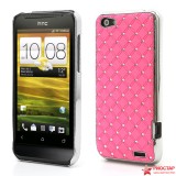 Пластиковая Накладка Ковер из Страз Для HTC One V (розовый)